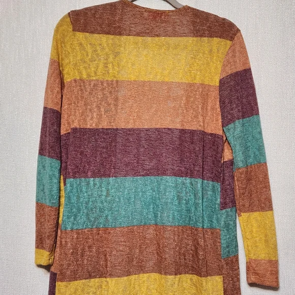 Jess Lea Striped Colorful Lightweight Duster Cardigan Long Sleeve Boho Small - Picture 8 of 9